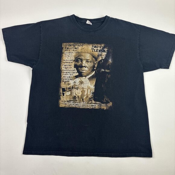 VTG Harriet Tubman Graphic T-Shirt Mens XL Faded Black History - Picture 1 of 6